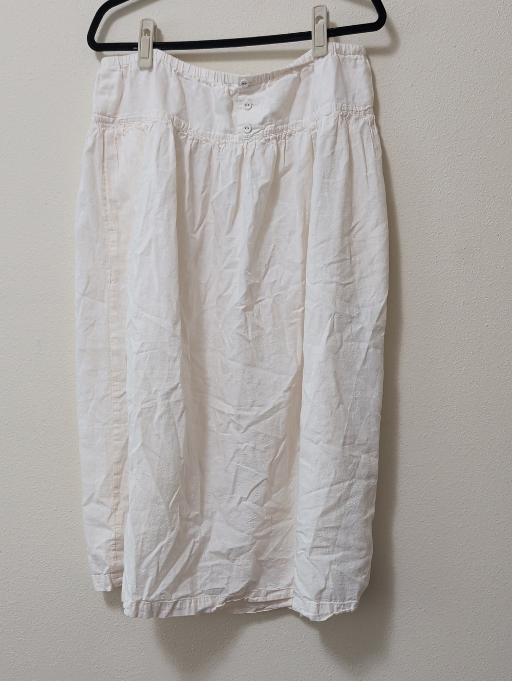 Uniqlo Cream Button-Front Midi Skirt